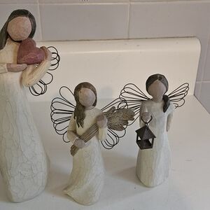 Set of Three Angel Figurines with Wire Wings